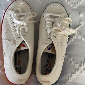 Adidas Cream Canvas Sneakers with Multicolor Soles